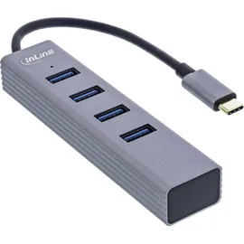 InLine InLine® USB-C 3.2 Multi Hub (4x USB-A 5Gb/s), OTG, Aluminiumgehäuse / Grau