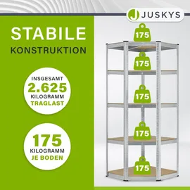 Juskys Eckregal MDF 15 Böden Silber/Braun