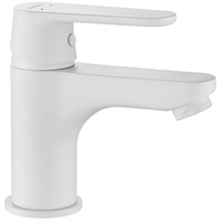 BADLAND Waschtischarmatur Wasserhahn Kleine DIMA Mischbatterie für Badezimmer in Weiß + Click-Clack