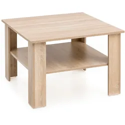 Kadima Design Couchtisch `Nidda` Holz: Sonoma Eiche, Melaminharzbeschichtung, kratzfest, Ablagefläche, 60 kg Belastbarkeit. Beige, 60x60x42 cm