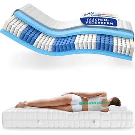 AM Qualitätsmatratzen Premium 7-Zonen Taschenfederkernmatratze 90 x 210 cm H2