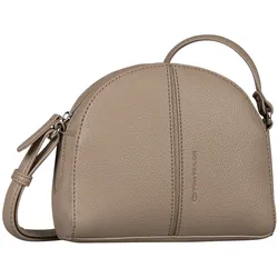 Umhängetasche TOM TAILOR "Dorine", Damen, Gr. B/H/T: 19,5cm x 16cm x 6,5cm, grau (taupe), Polyurethan, Taschen, aus körnigem Lederimitat betont durch unterlegtem Streifen vorne