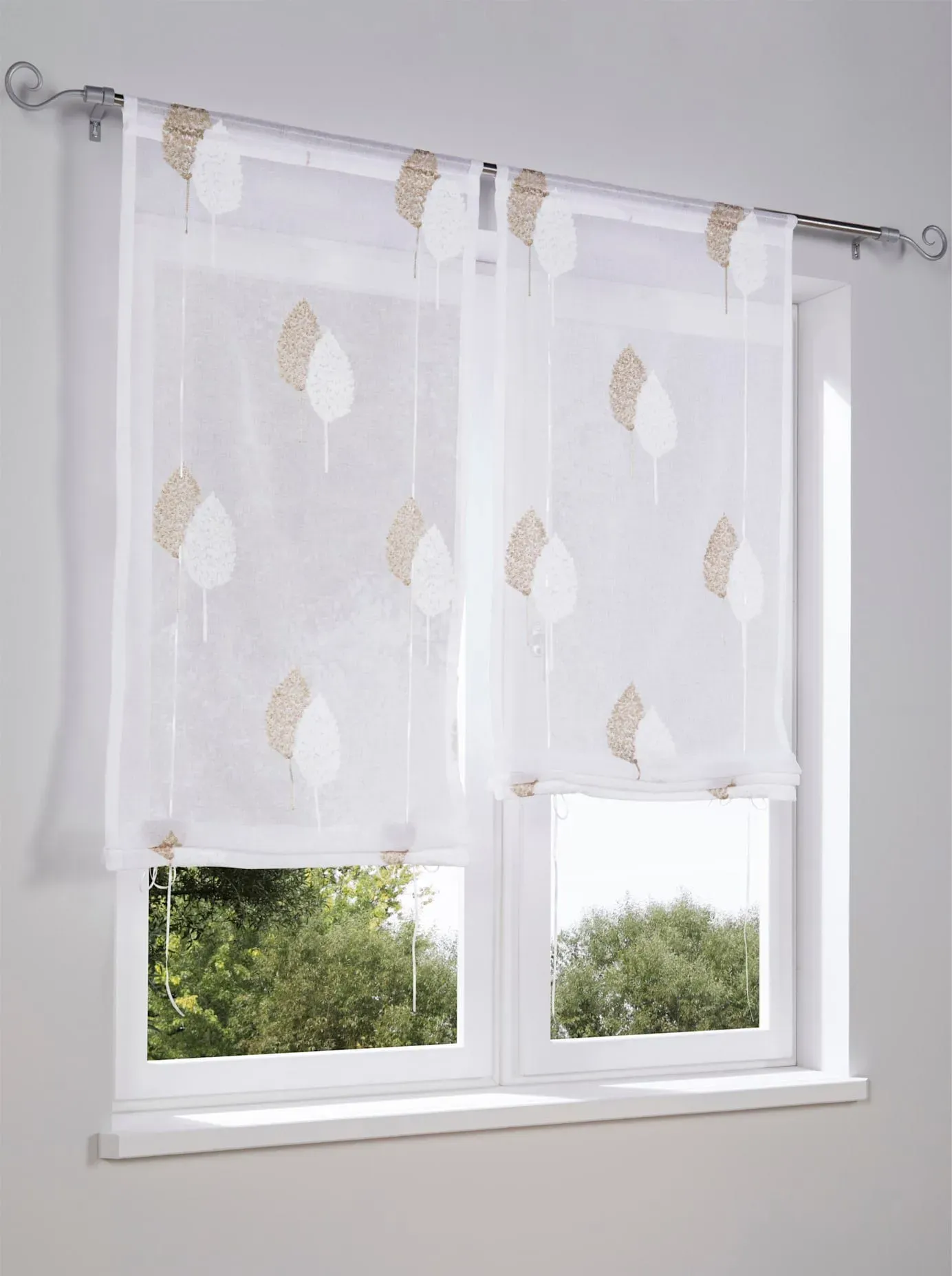 Raffrollo HEINE HOME Gr. 4, beige (sand), B:100cm H:140cm, Raffrollos