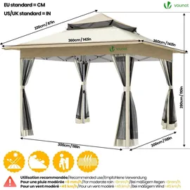 VOUNOT Faltpavillon 3,6 x 3,6 m Beige