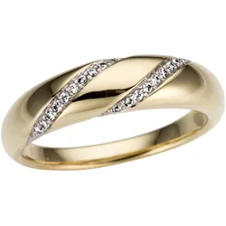 Goldring FIRETTI "Schmuck Geschenk Gold 585, Edel, tlw. rhodiniert, massiv" Gr. 18, weiß (gelbgoldfarben, silberfarben, weiß), Fingerringe, Damen, 18, 0,1 ct P2 = erkennbare Einschlüsse, Gelbgold 585-Diamanten, 5mm, Gelbgold 585, Diamanten, mit Brillanten