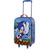 Sonic The Hedgehog - SEGA Sega-Sonic Faster-Soft 3D Trolley-Koffer, Blau, 17 x 33 x 52 cm, Kapazität 26 L