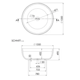 Steinberg Serie 490 freistehende Badewanne 135 x 135 cm (4908300W)