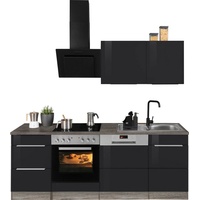Kochstation Küchenzeile »KS-Brindisi«, ohne Geräte, Breite 220 cm, schwarz
