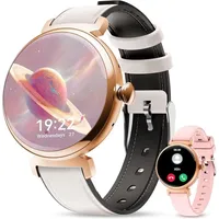 JUNG Oukitel Smartwatch Damen & Herren Fitnessuhr, mit Bluetooth Smartwatch (2,64 cm/1,04 Zoll) Telefon Funktion, 100+ Trainingsmodi - Creme/Gold/Schwarz
