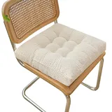 Odaima Stuhlkissen Quadratisch 45x45 cm Sitzkissen Sitzauflage - Dicke 6-8CM - Bodenkissen Sitzpolster StüHle Sitzunterlage Waschbar Stuhlauflage Gartenstuhl(Weiß)