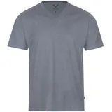 TRIGEMA T-Shirt "TRIGEMA V-Shirt DELUXE Baumwolle", Herren, Gr. S, grau (steingrau, melange), Single Jersey, 100% Baumwolle, Basic, lang, V-Ausschnitt, Shirts T-Shirt