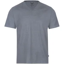 TRIGEMA T-Shirt "TRIGEMA V-Shirt DELUXE Baumwolle", Herren, Gr. S, grau (steingrau, melange), Single Jersey, 100% Baumwolle, Basic, lang, V-Ausschnitt, Shirts T-Shirt