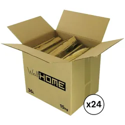 WellHome - 24er Set Brennholzkisten 360kg (24x15kg) trockenes Buchenholz für Kamine und Grills
