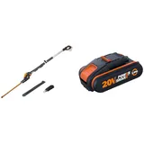 WORX WG252E.9 Akku Teleskop-Heckenschere - leicht und bequem - Ohne Akku & Ladegerät & WA3551.1 PowerShare Akku 20V - 2000mAh Li-Ion, wiederaufladbarer, Akku für alle WORX Geräte