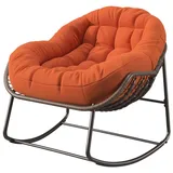 FUROKOY Schaukelstuhl Ei Schaukelstuhl Rattan-Schaukelsessel mit komfortablem Kissen, (Einzelsofa Loungesessel für Terrasse Garten Wohnzimmer Schlafzimmer Balkon, 1 St), Innen- und Außenbereich Relaxsessel Schwingsessel 105x90x80cm, Orange orange