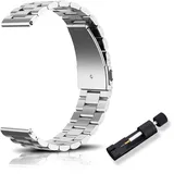 RoYiio Edelstahl-Ersatzarmband für Anstoßbreite 16mm,18mm,20mm,22mm, Armband mit Schnellverschluss, Schön Poliert, Edelstahl-Metallband für Damen und Herren - Silber