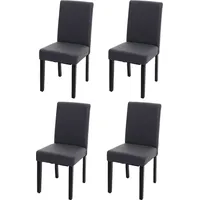 Mendler 4er-Set Esszimmerstuhl Stuhl Küchenstuhl Littau ~ Kunstleder, grau