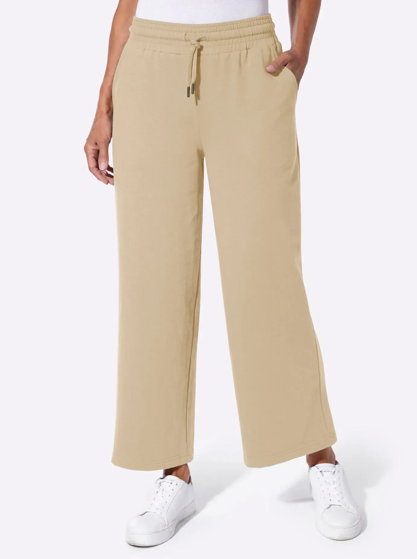 Sweathose CASUAL LOOKS, Damen, Gr. 44, Normalgrößen, beige, 50% Baumwolle, 50% Polyester, unifarben, Hosen Sweathose