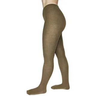 WERI SPEZIALS Strumpfhersteller GmbH Strickstrumpfhose Damen Strickstrumpfhosen >>Rippe 1:1<< aus Wolle braun 48-50