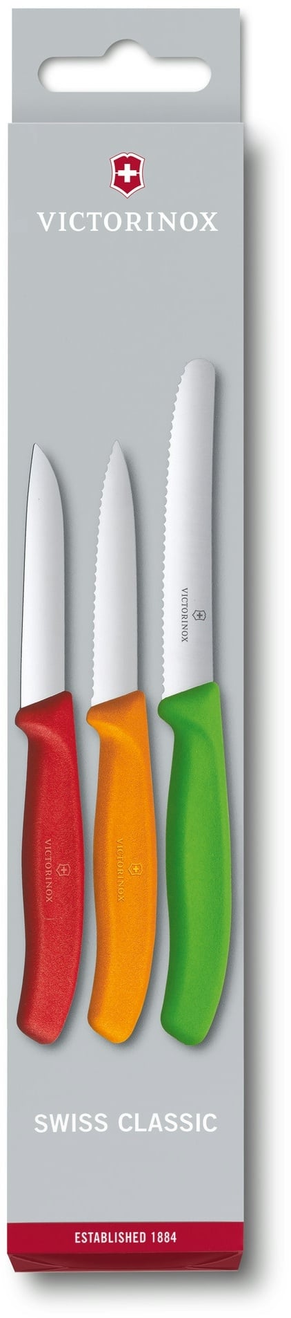 Victorinox Gemüsemesser-Set Swiss Classic, 3-teilig, rot, orange, grün