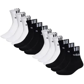 adidas Cushioned 3S Linear Sneakersocken 12er Pack Schwarz/Weiß 46-48
