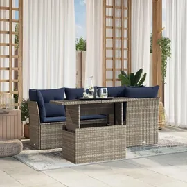vidaXL Gartensofa-Set 5-tlg. grau Polyrattan
