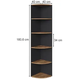 Vicco Ecki Eckregal 40 x 40 x 180,6 cm Anthrazit/Goldkraft Eiche