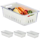 Relaxdays Kühlschrank Organizer 4er Set transparent/weiß