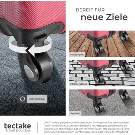 Tectake tectake® Hartschalenkoffer-Set, Cleo 4-teilig, 3 Trolleys, 1 Beauty Case inkl. Kofferwaage und -anhänger - Rot