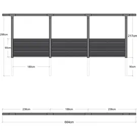 Plus Cubic Pergola 3 Module inkl. Tokyozäunen