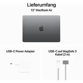 Apple MacBook Air M3 2024 13,6" 8 GB RAM 256 GB SSD 8-Core GPU Space Grau
