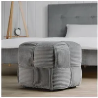 Homestyle4u Sitzhocker Pouf Cord 46 x 41 x 46 cm Grau