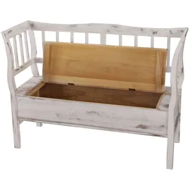 Mendler Sitzbank T207, Bank Truhenbank Staufach Kissen ~ weiß, shabby