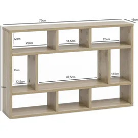 Wohnling Wandregal 75 x 51 x 16 cm Sonoma Eiche