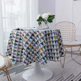 Runde Tischdecke - 120 Cm - Baumwoll-leinen - Fleckenschutz - Knitterfrei - Gelb
