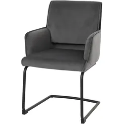 Freischwinger MCW-N60, Esszimmerstuhl Küchenstuhl Stuhl, Stoff/Textil Öko-Tex ~ dunkelgrau