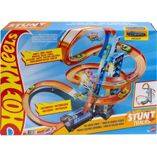HOT WHEELS - Himmelscrash-Turm, 60cm hoch mit Beschleuniger und orangem Track mit Looping, Geschenk für Kinder von 5 bis 10 Jahren, Abweichungen in Verpackung vorbehalten, GWT39