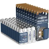 ANSMANN Hörgerätebatterien Typ 312 braun P312 ZL3 PR41 60 Stück + Alkaline AA LR6 1,5V 40 Stück, Vorratspack, Set gemischt