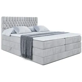 altdecor Boxspringbett mit Matratze, Topper, Polsterbett mit, Bettkasten SERENE KING - 160x200 - Grau Monolith