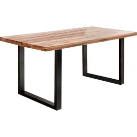 Home Affaire Esstisch HOME AFFAIRE "New York", schwarz (natur, schwarz), B:160cm H:77cm T:90cm, Tische, Esstisch, mit Platte aus geölter Balkeneiche Lamelle