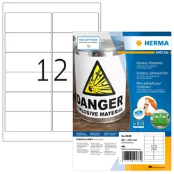 HERMA 9538, Weiß, Rechteck, A4, Universal, Polyethylen, Matte