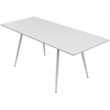 Trisens Esstisch Mateo ausziehbar 140-180 x 80 cm 6-10 Personen Küchentisch mit Metallgestell für Küche, Esszimmer Holz Optik, Farbe:Weiß