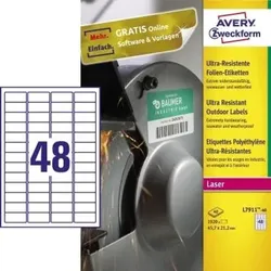 L7911-40 Folienetikett 45,7 x 21,2 mm  1920er-Pack,weiß - weiß