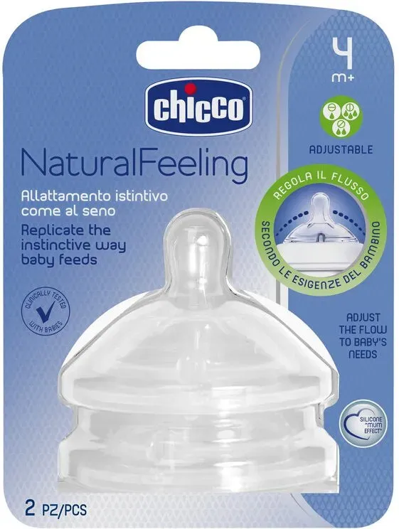 Chicco NaturalFeeling Sauger mit einstellbarem Fluss 4M+ Silikon 2 Stück