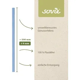 Sovie Trinkhalm in Pastell Gelb Rot Blau sortiert aus Papier FSC®, Ø 8 mm / 20 cm, 150 Stück