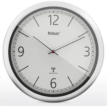 MEBUS Funk-Wanduhr 25,8 cm 19810 silber/weiß