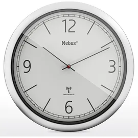 MEBUS Funk-Wanduhr 25,8 cm 19810 silber/weiß