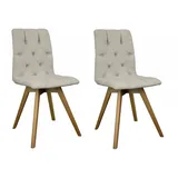 OTTO home Esszimmerstuhl Rania (Set, 2 St), Massivholzgestell, mit Knopfheftung beige|weiß