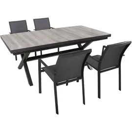 Garden Pleasure Gartenmöbel-Set Rana 5-teilig mit Keramik-Tisch Dunkelgrau