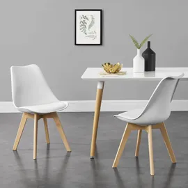 [en.casa] Esszimmerstuhl Fläten Kunstleder Weiß 6er Set